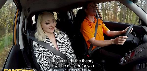  Fake Driving School Blonde Marilyn Sugar in Black Stockings Sex in Car